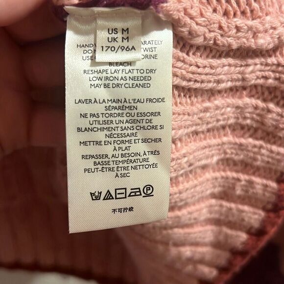 ✨Free People Pembrook Sz Medium Sweater in Moody Pink Combo Striped Cotton✨ - Picture 11 of 12